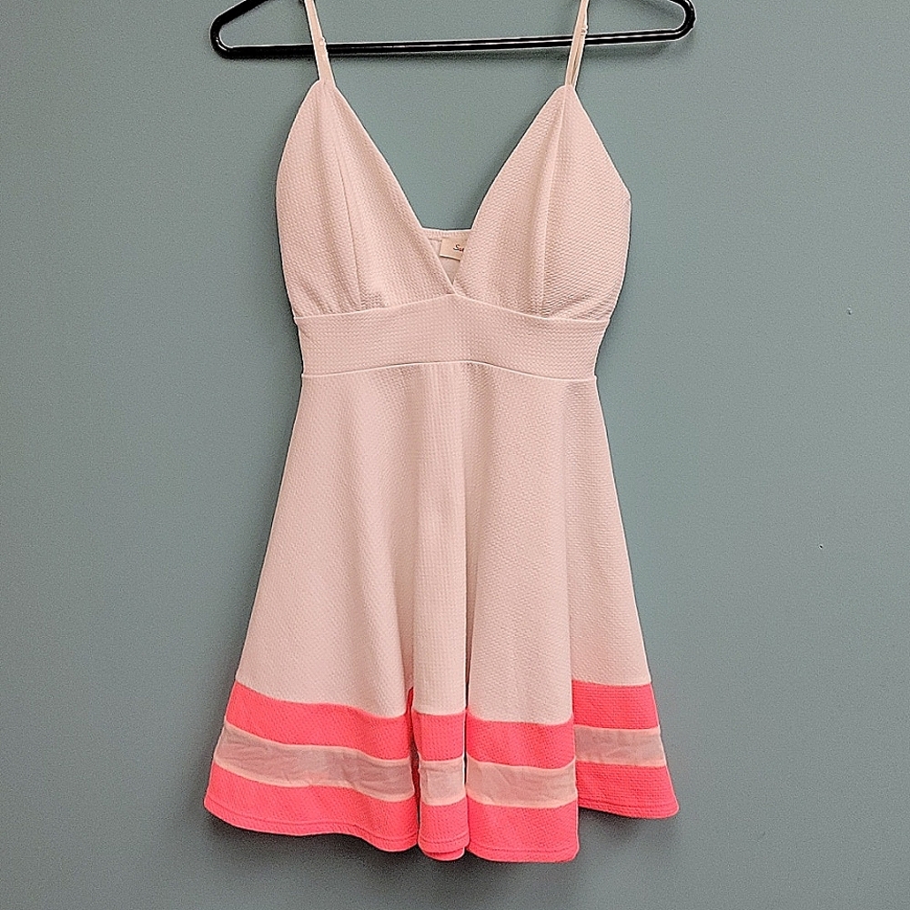 Sweetheart Skater Dress with See-through Sheer Paneling